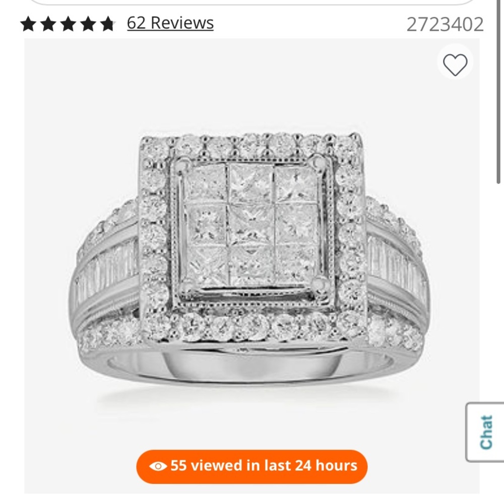 2 CT. Genuine Diamond 10K White Gold Ring-Size 5